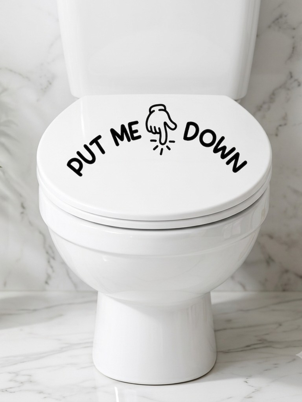Humorous 'Put Me Down' Toilet Lid Sticker - White with Black Text